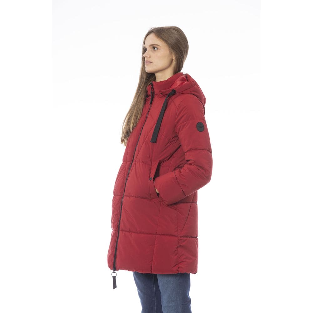 Chaqueta larga de plumas elegante color rojo de Baldinini Trend para mujer