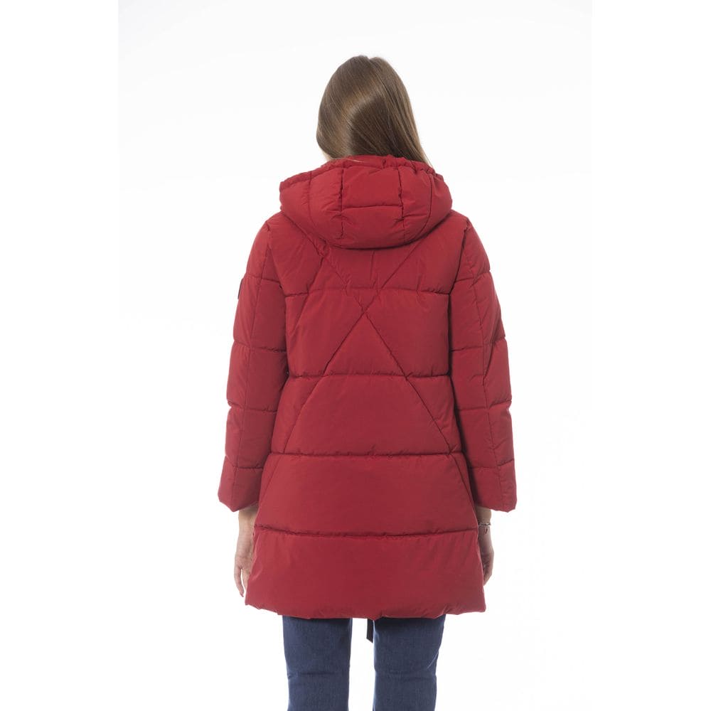 Chaqueta larga de plumas elegante color rojo de Baldinini Trend para mujer