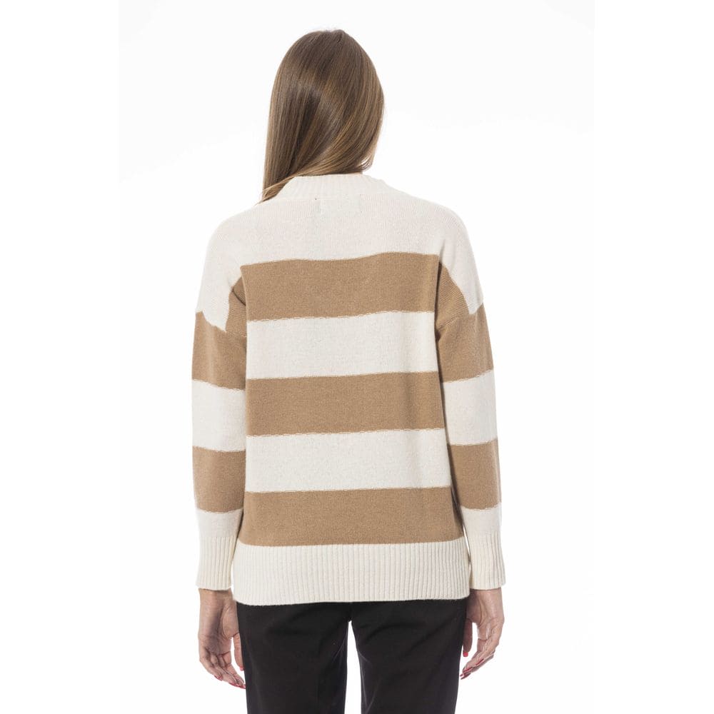 Pull col V beige élégant tendance Baldinini