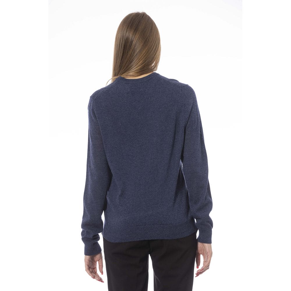 Pull bleu à col en V tendance chic de Baldinini