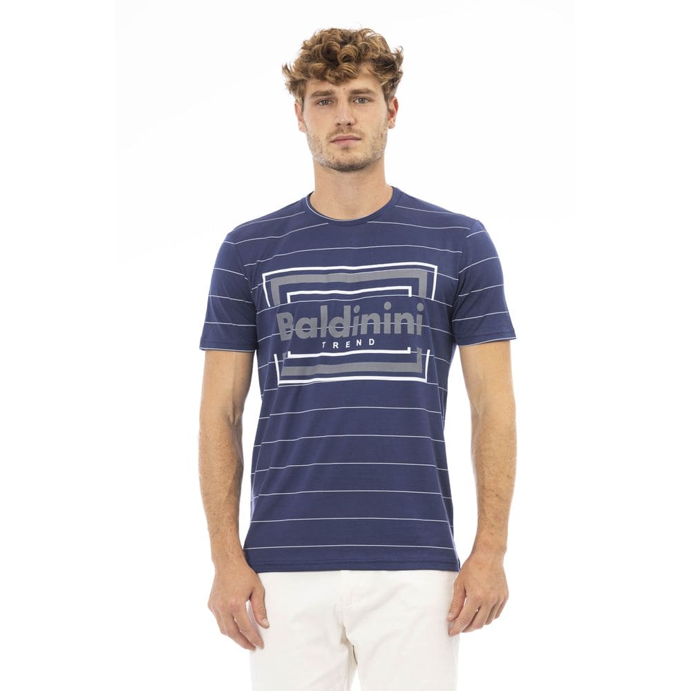 Camiseta de algodón azul Baldinini Trend Chic con estampado frontal