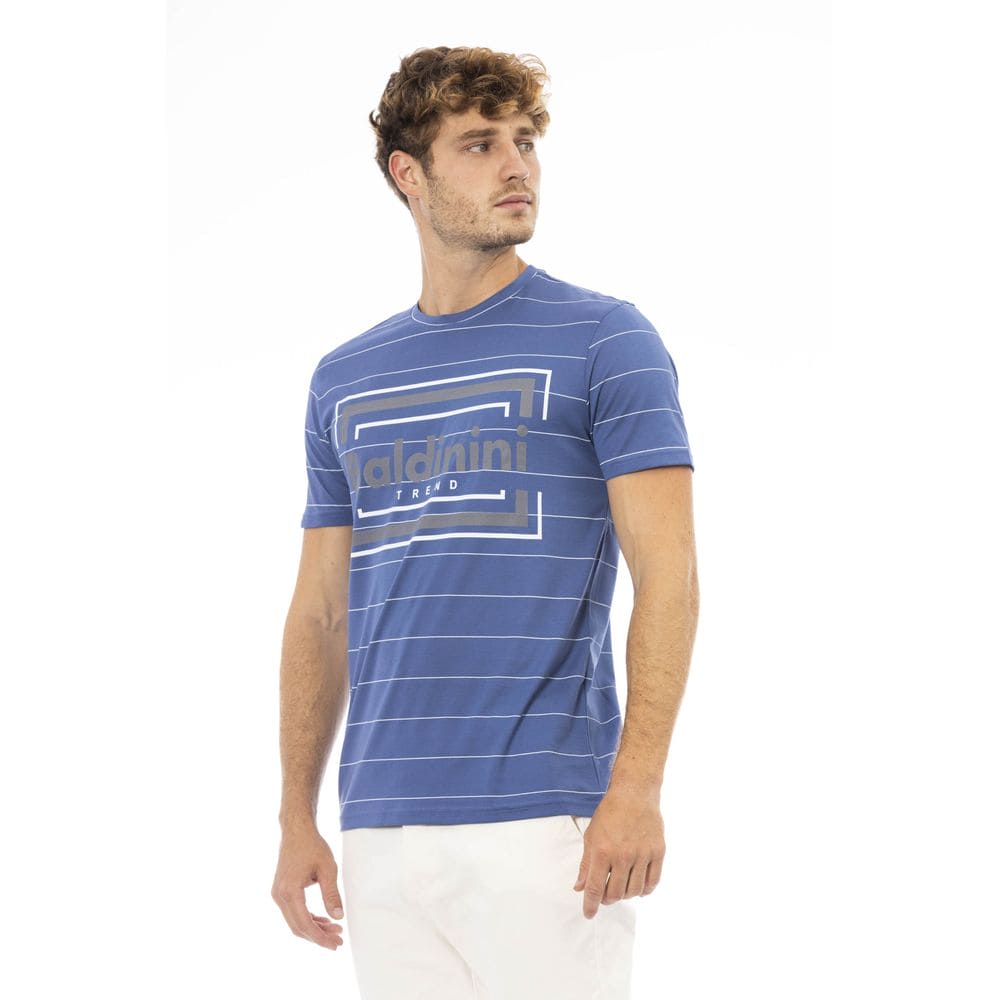 Camiseta elegante de algodón azul con estampado exclusivo de Baldinini Trend