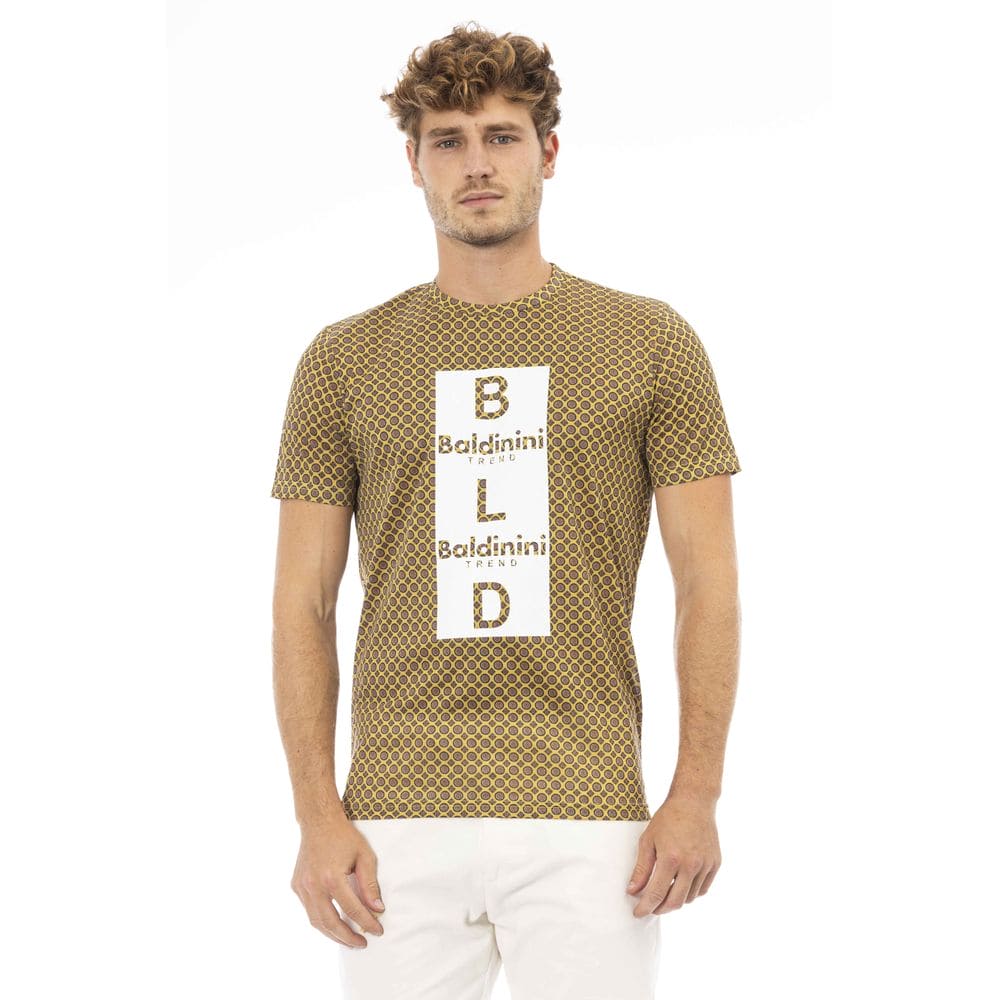 Camiseta elegante de algodón gris con estampado frontal elegante de Baldinini Trend