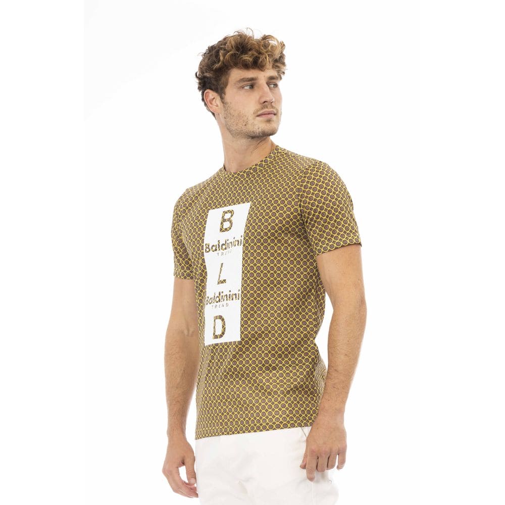 Camiseta elegante de algodón gris con estampado frontal elegante de Baldinini Trend