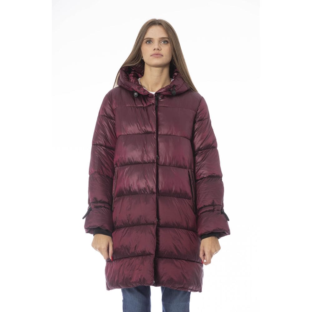 Veste longue élégante en duvet bordeaux tendance Baldinini