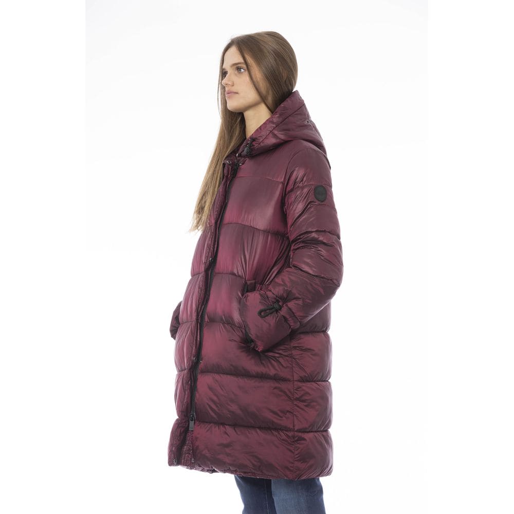 Veste longue élégante en duvet bordeaux tendance Baldinini