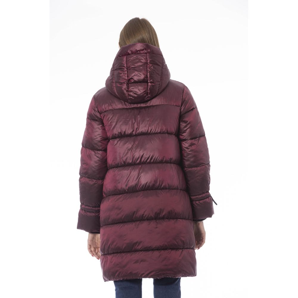 Veste longue élégante en duvet bordeaux tendance Baldinini