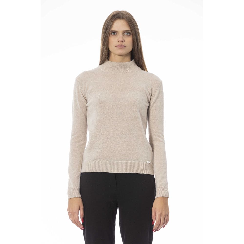 Pull col roulé beige en cachemire mélangé tendance chic de Baldinini