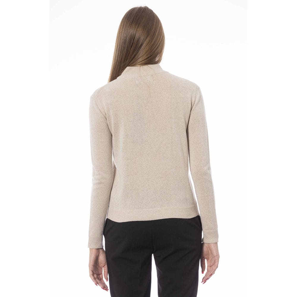 Jersey de cuello alto en mezcla de cachemira color beige Baldinini Trend Chic