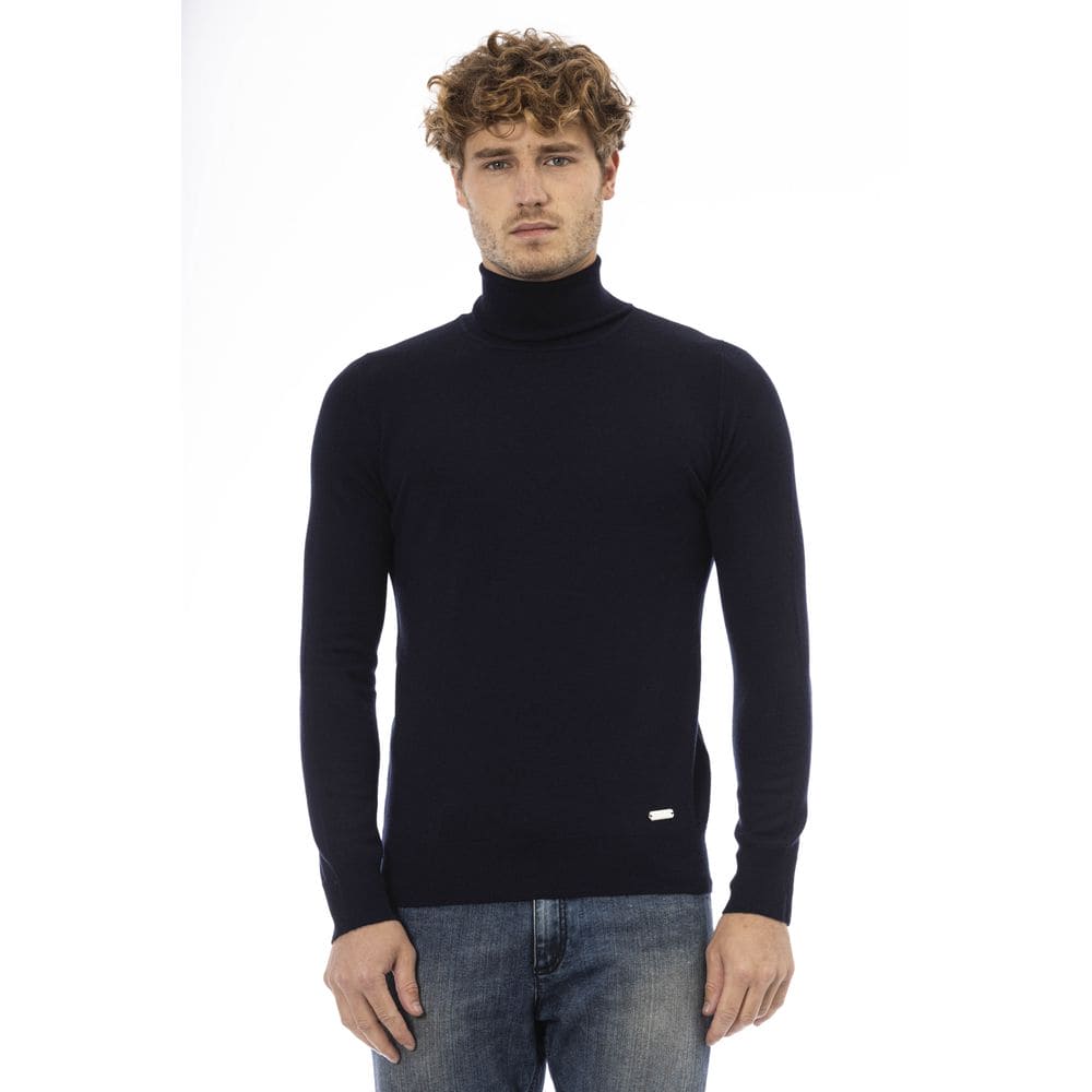 Pull col roulé en laine bleu élégant Baldinini Trend