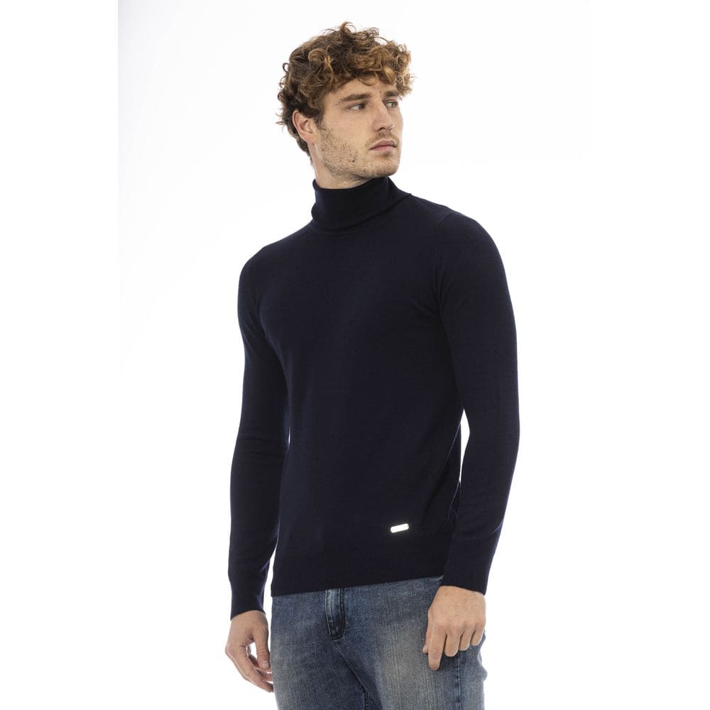 Pull col roulé en laine bleu élégant Baldinini Trend