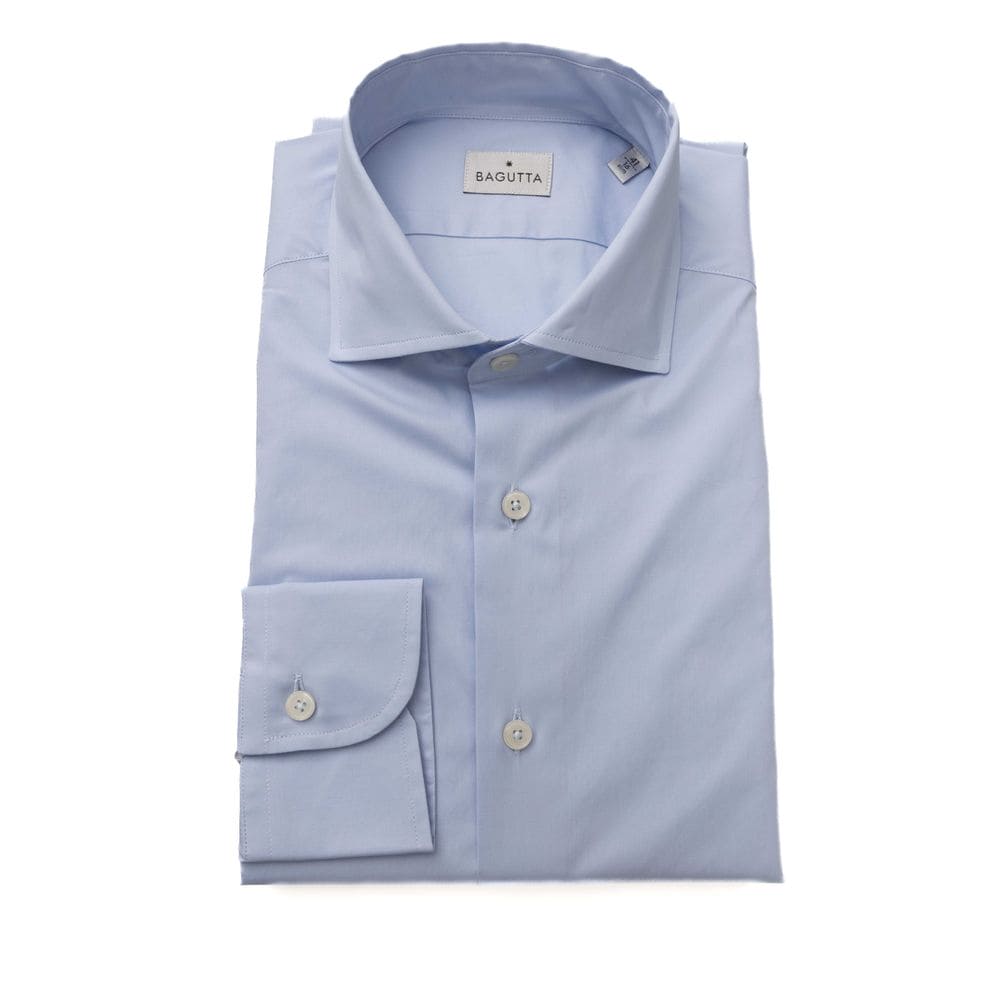 Chemise slim bleu clair élégante Bagutta avec col français