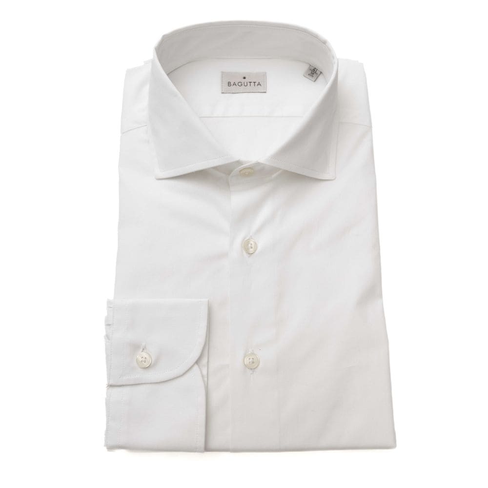 Camisa de algodón Bagutta Sleek White Slim Fit