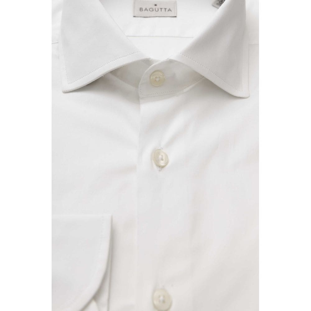 Camisa de algodón Bagutta Sleek White Slim Fit