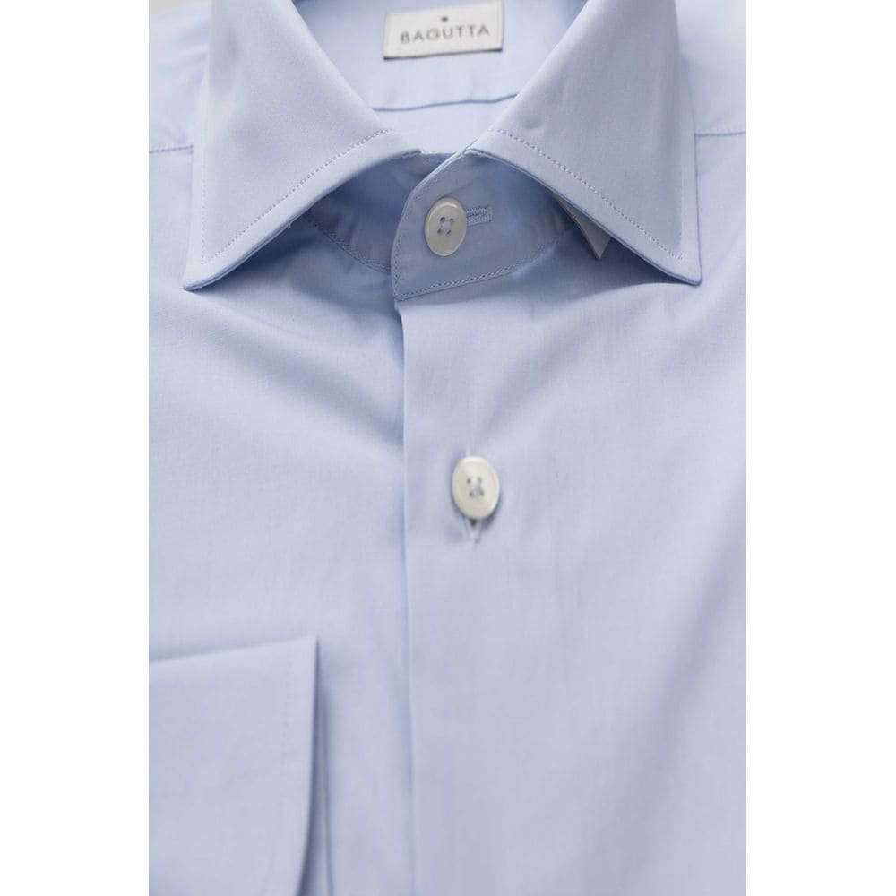 Camisa elegante azul claro de corte entallado con cuello francés de Bagutta