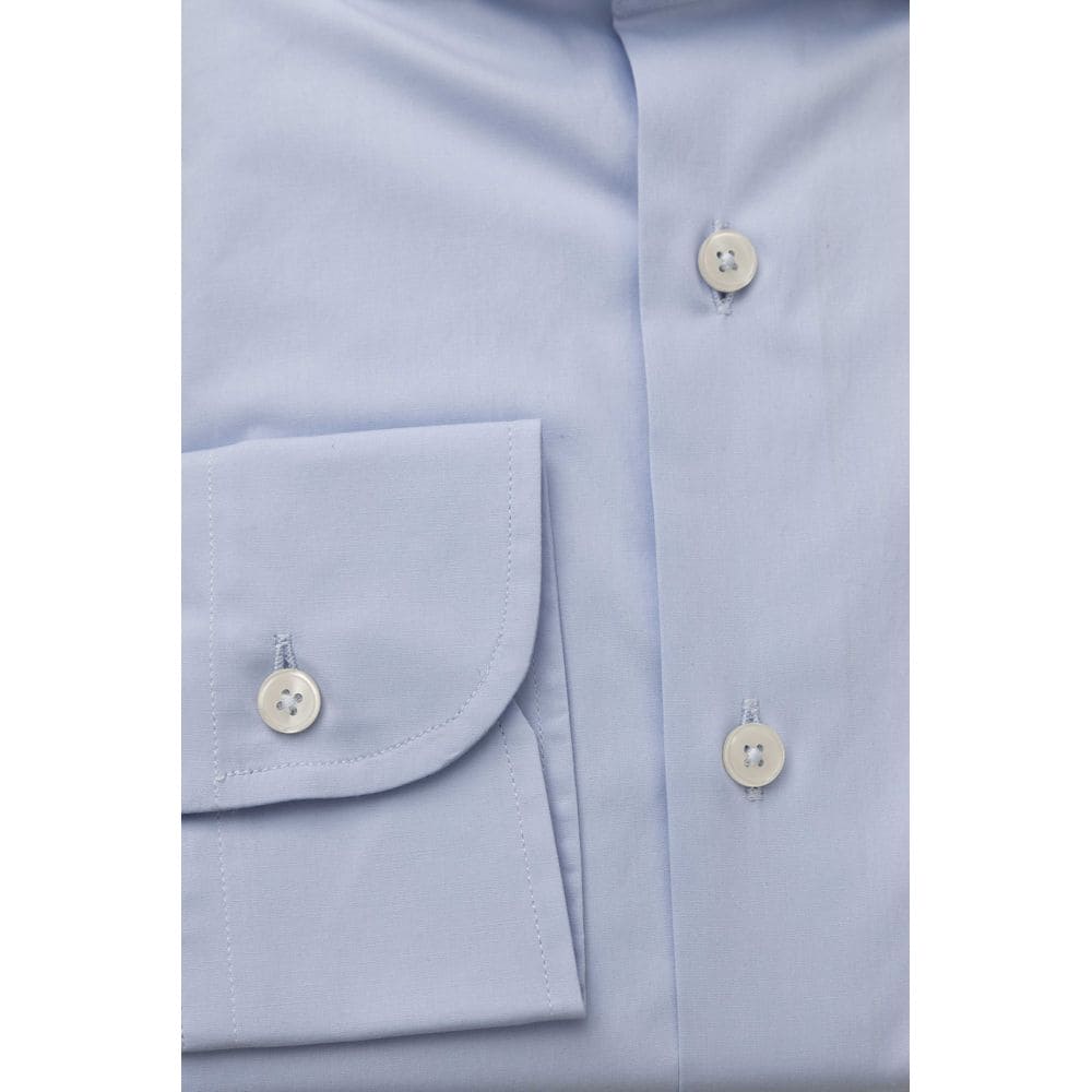 Camisa elegante azul claro de corte entallado con cuello francés de Bagutta