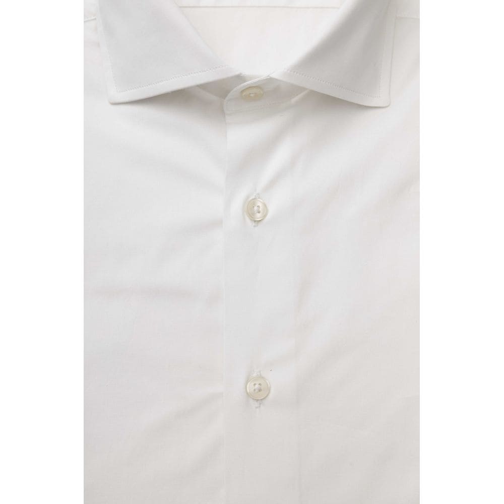 Camisa de algodón Bagutta Sleek White Slim Fit