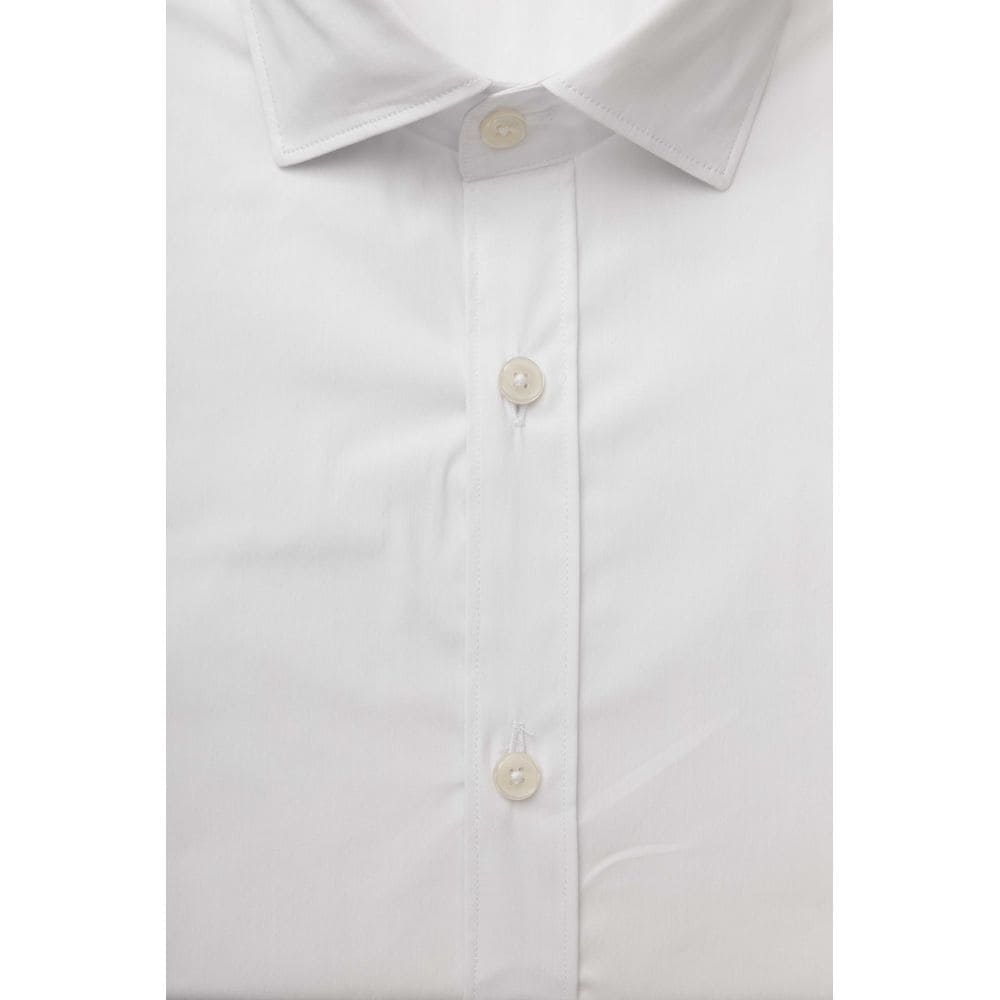 Camisa blanca de corte entallado con cuello francés de Bagutta