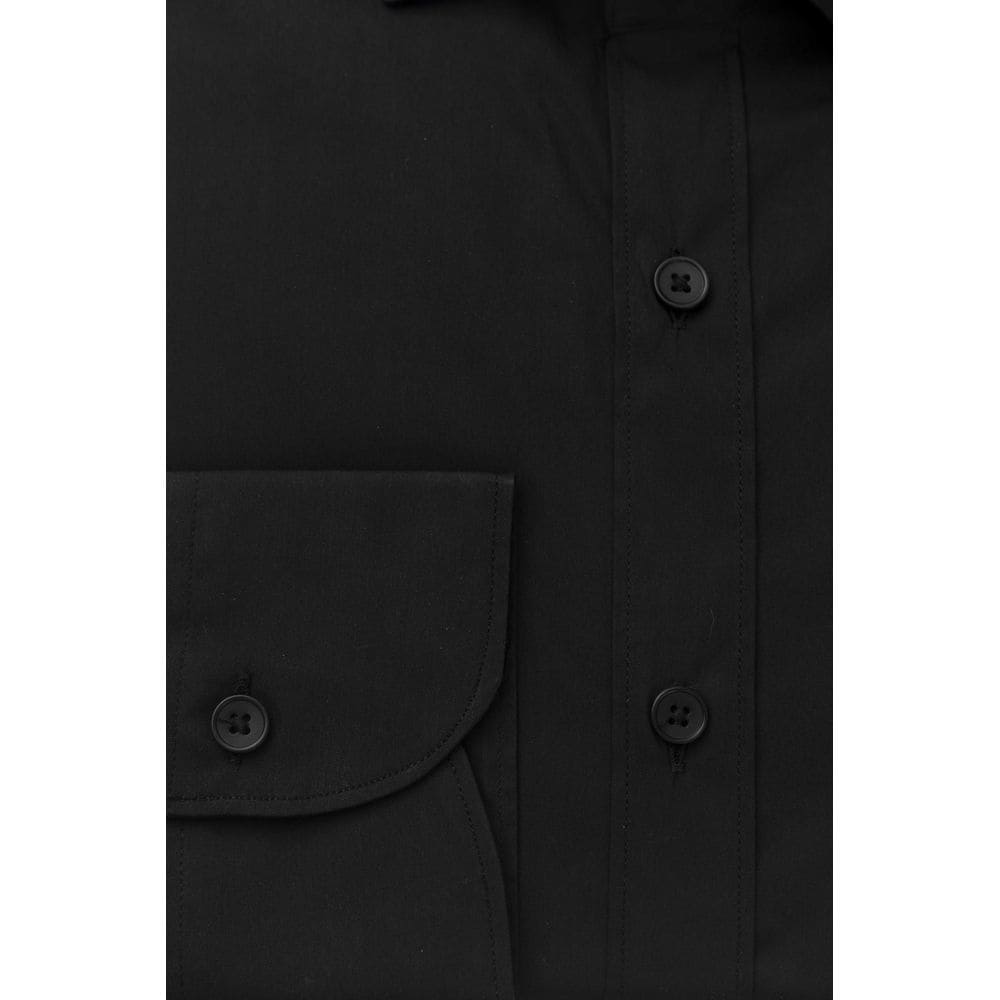 Camisa elegante de cuello francés entallada y negra de Bagutta