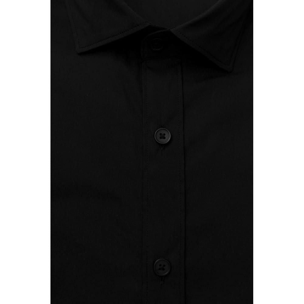 Camisa elegante de cuello francés entallada y negra de Bagutta