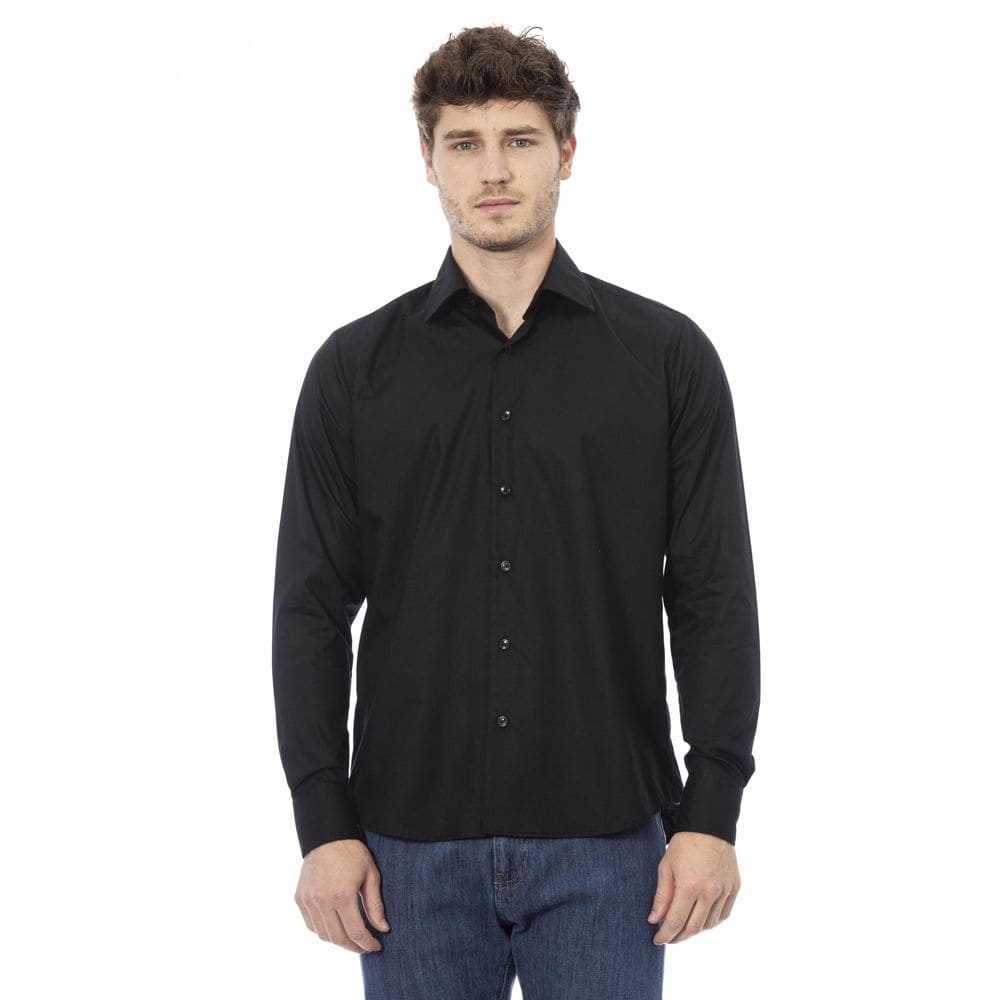 Camisa elegante de algodón negra italiana Baldinini Trend