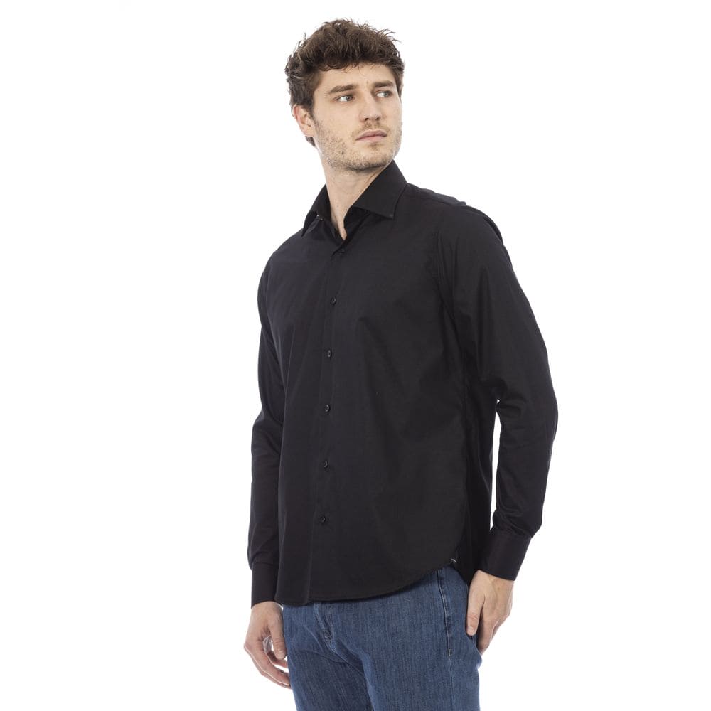 Chemise élégante en coton noir italien Baldinini Trend