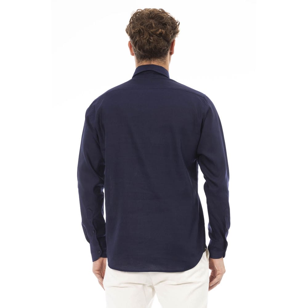 Chemise boutonnée en coton mélangé bleu tendance Baldinini