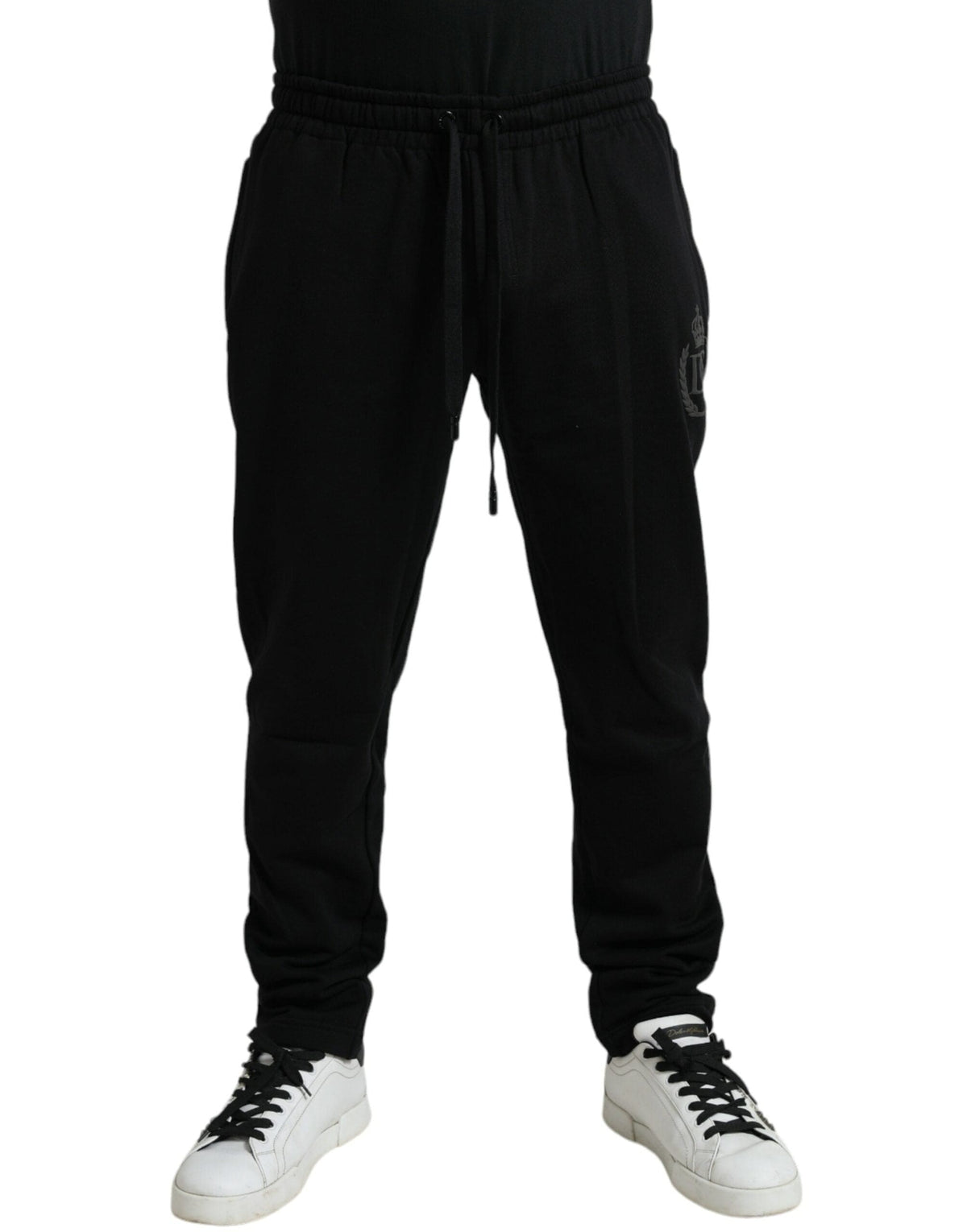 Pantalon de jogging élégant en coton noir Dolce &amp; Gabbana