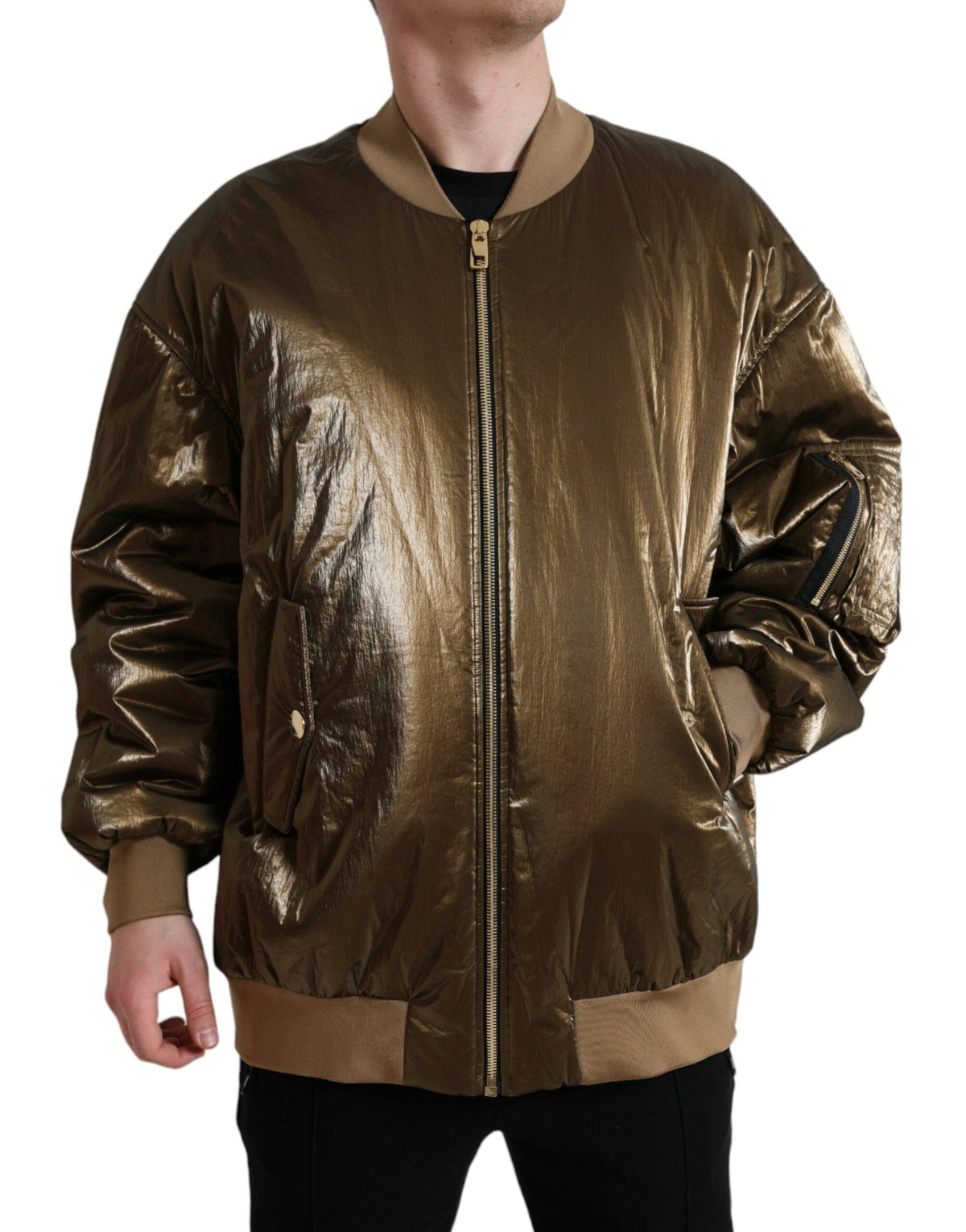 Elegante cazadora bomber color bronce de Dolce &amp; Gabbana