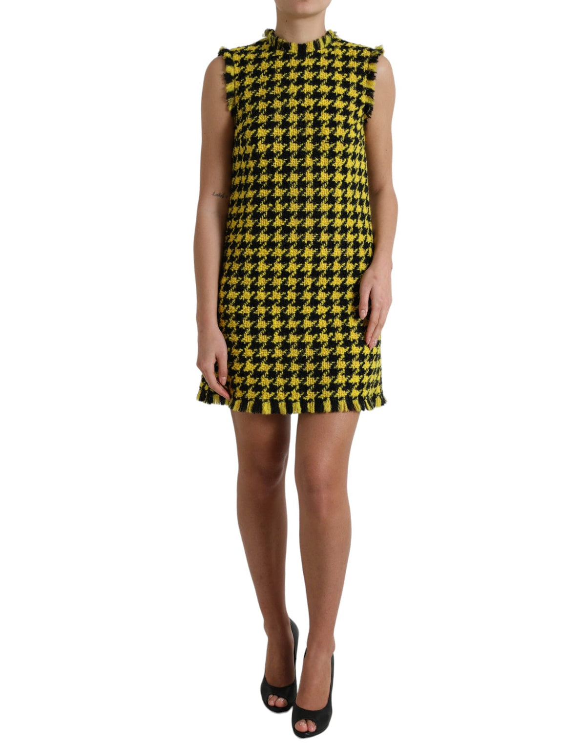 Mini-jupe jaune chic en maille pied-de-poule Dolce &amp; Gabbana