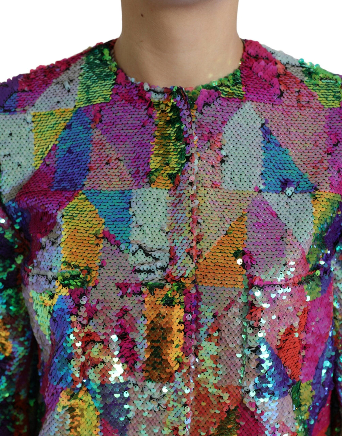 Chaqueta larga con lentejuelas multicolor de Dolce &amp; Gabbana