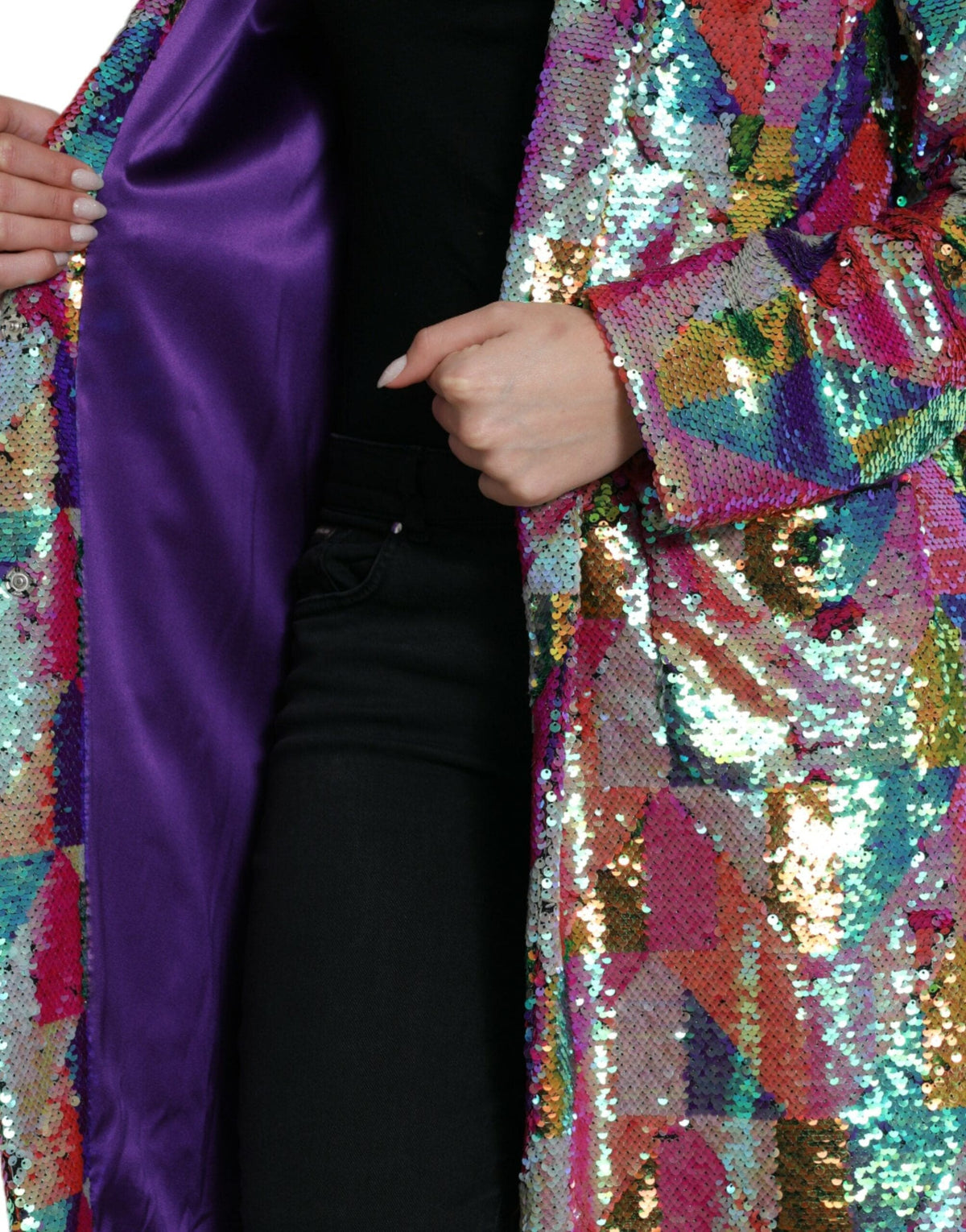 Veste longue à paillettes multicolores Dolce &amp; Gabbana