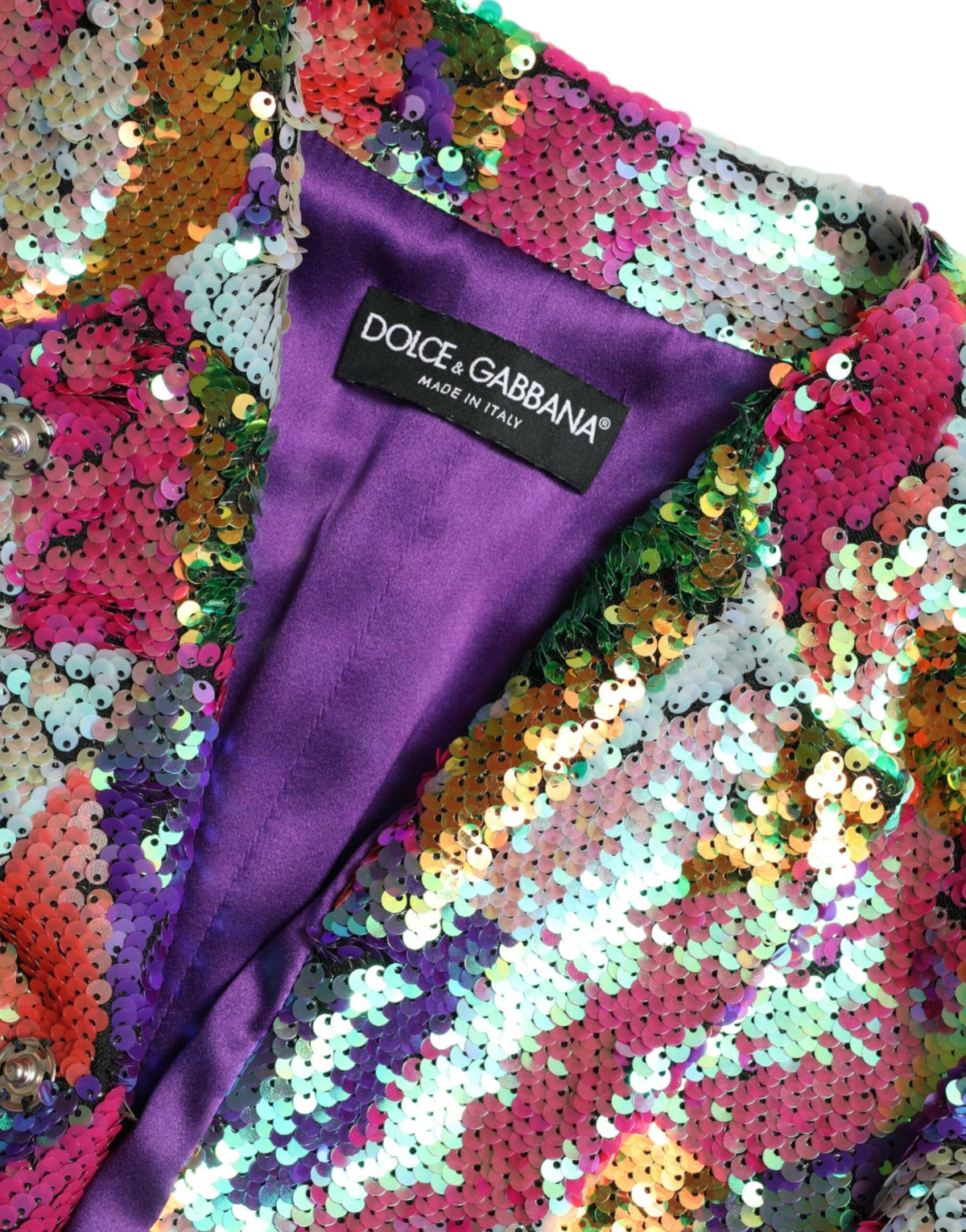 Chaqueta larga con lentejuelas multicolor de Dolce &amp; Gabbana