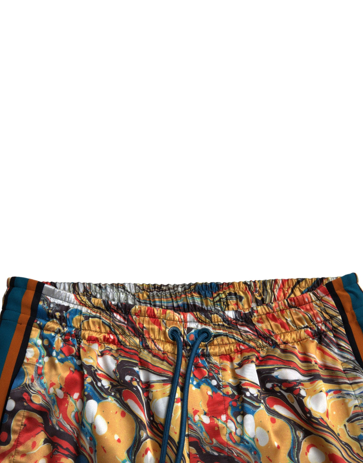 Pantalones deportivos elegantes de satén con diseño de mármol multicolor de Dolce &amp; Gabbana