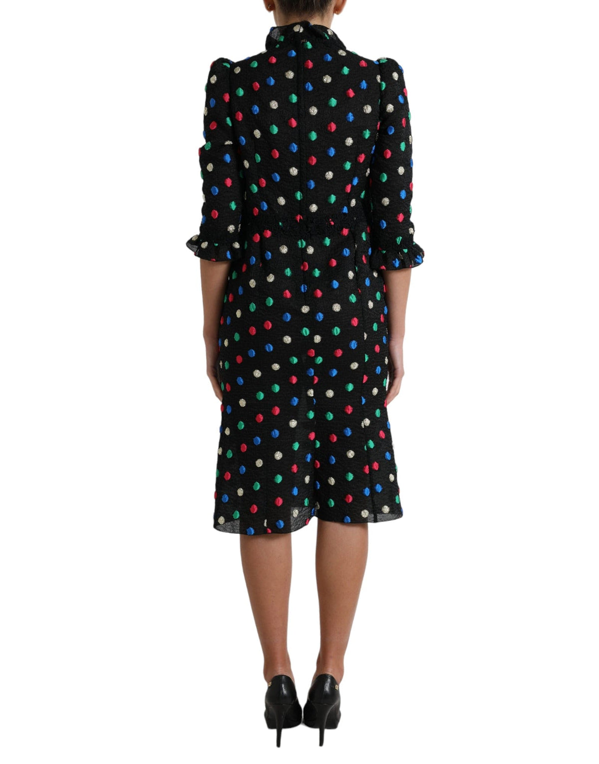 Robe mi-longue élégante à pois et col montant Dolce &amp; Gabbana