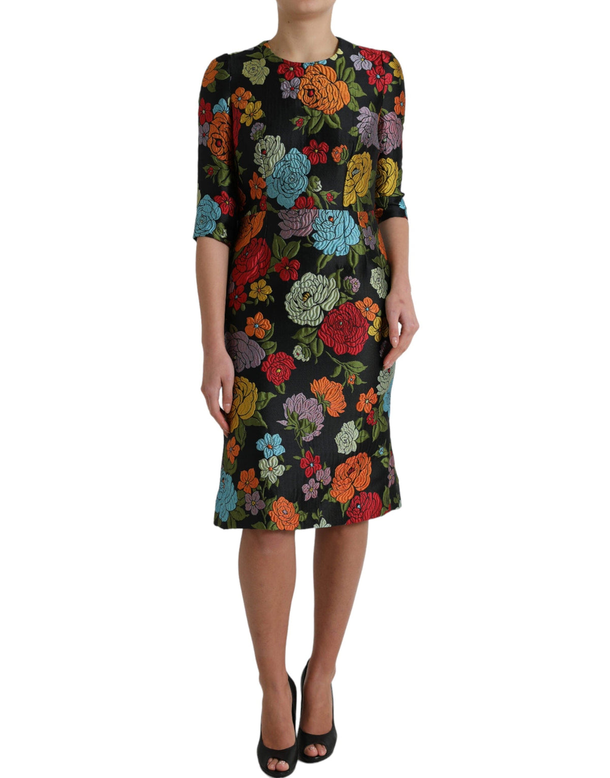 Robe crayon élégante brodée de fleurs Dolce &amp; Gabbana