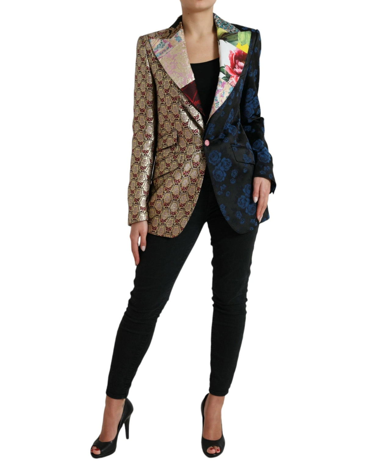 Blazer elegante de patchwork multicolor de Dolce &amp; Gabbana