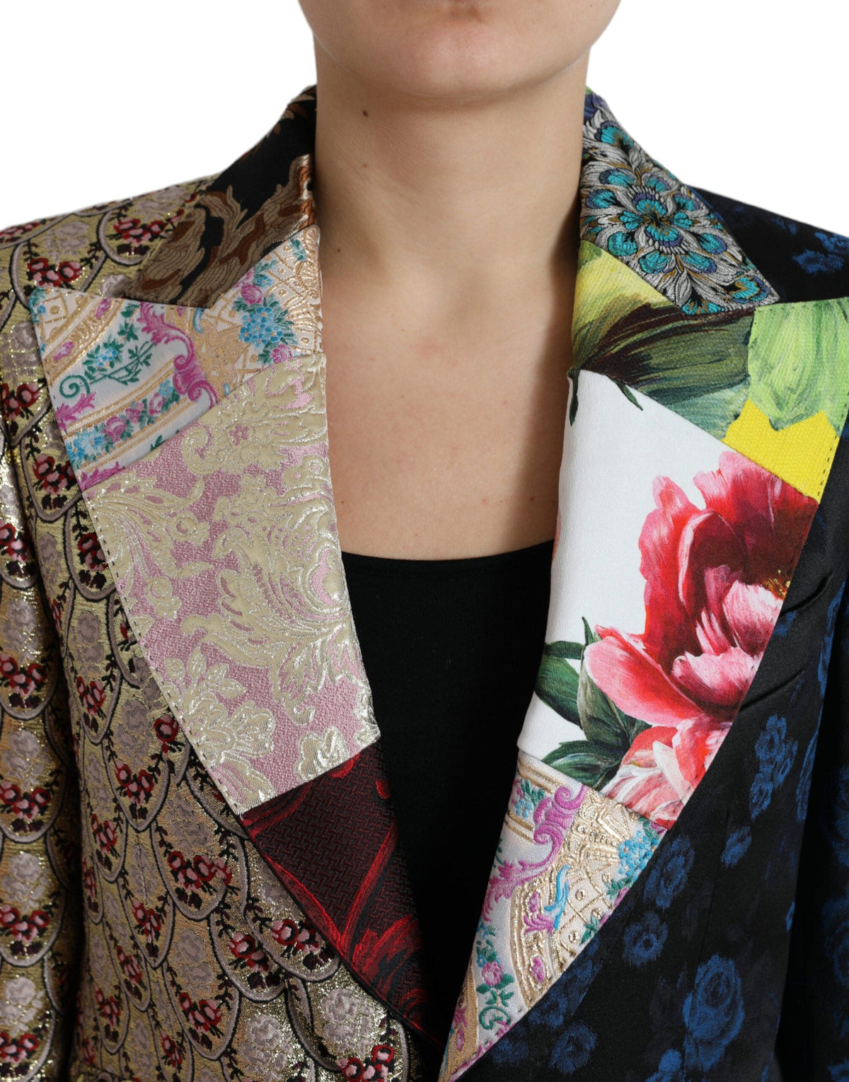 Blazer elegante de patchwork multicolor de Dolce &amp; Gabbana