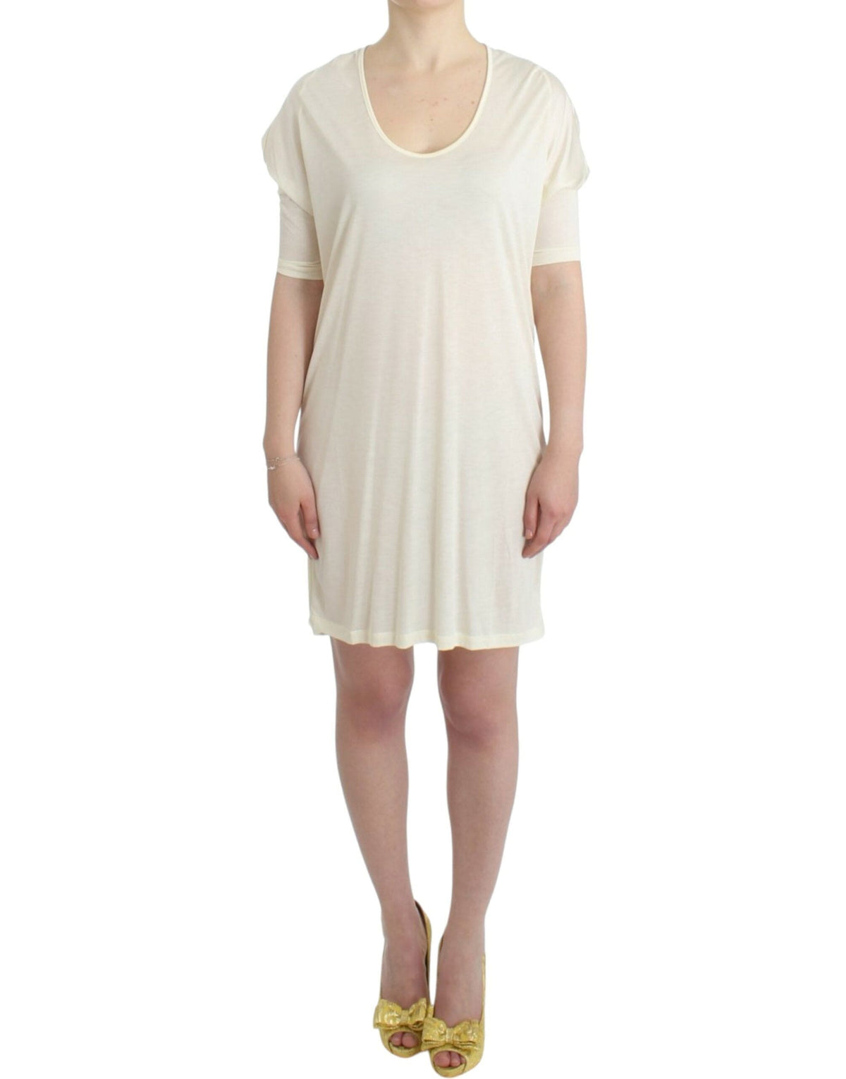 Robe au-dessus du genou en modal blanc chic de style national