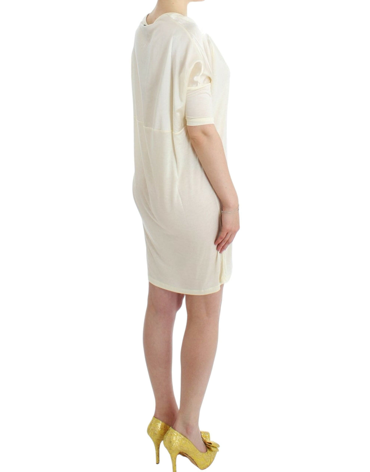 Robe au-dessus du genou en modal blanc chic de style national