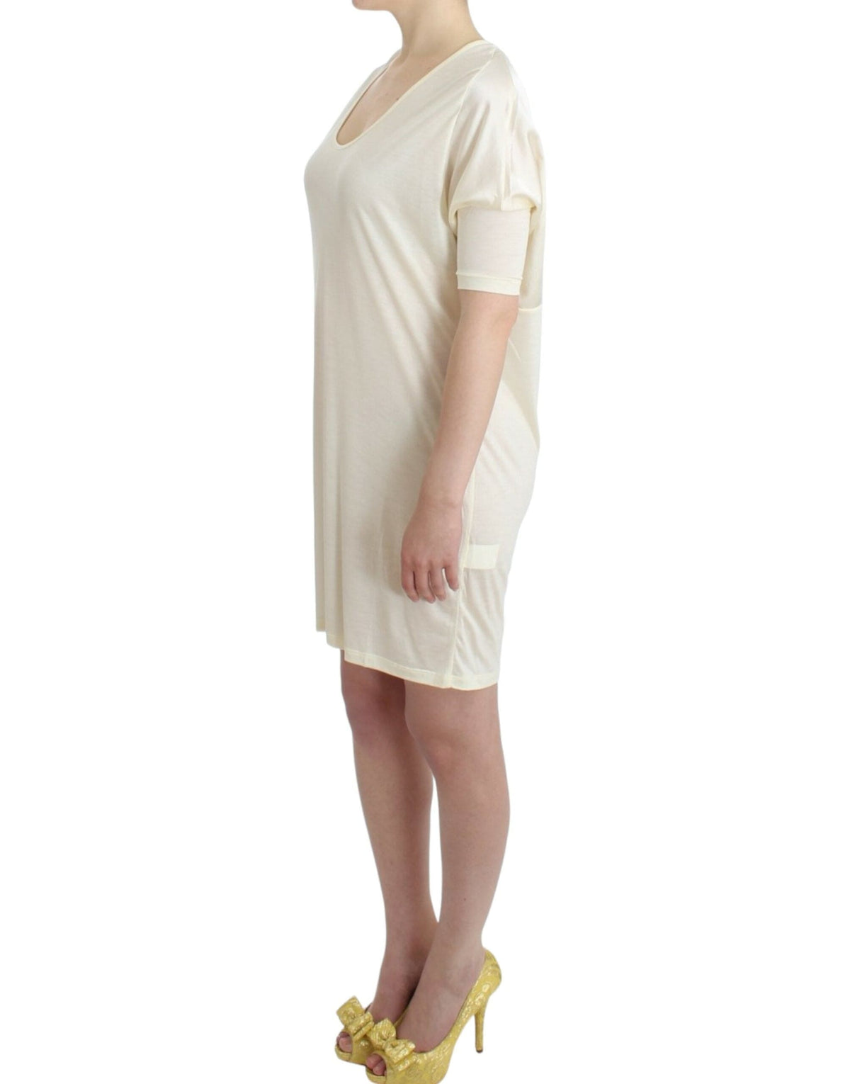 Robe au-dessus du genou en modal blanc chic de style national