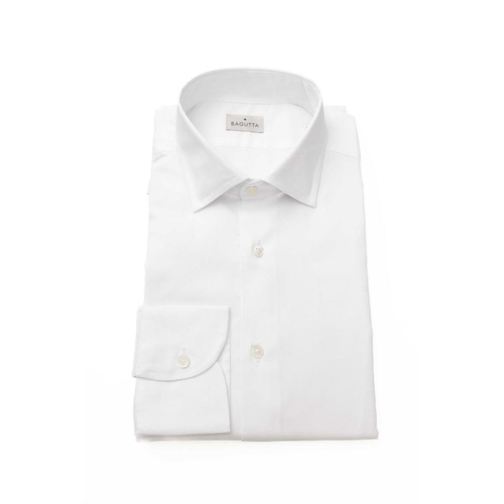 Camisa elegante de cuello francés entallada blanca de Bagutta