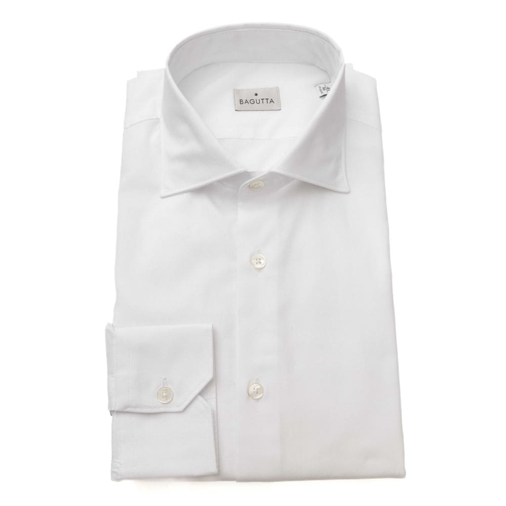 Chemise à col français en coton blanc élégante Bagutta