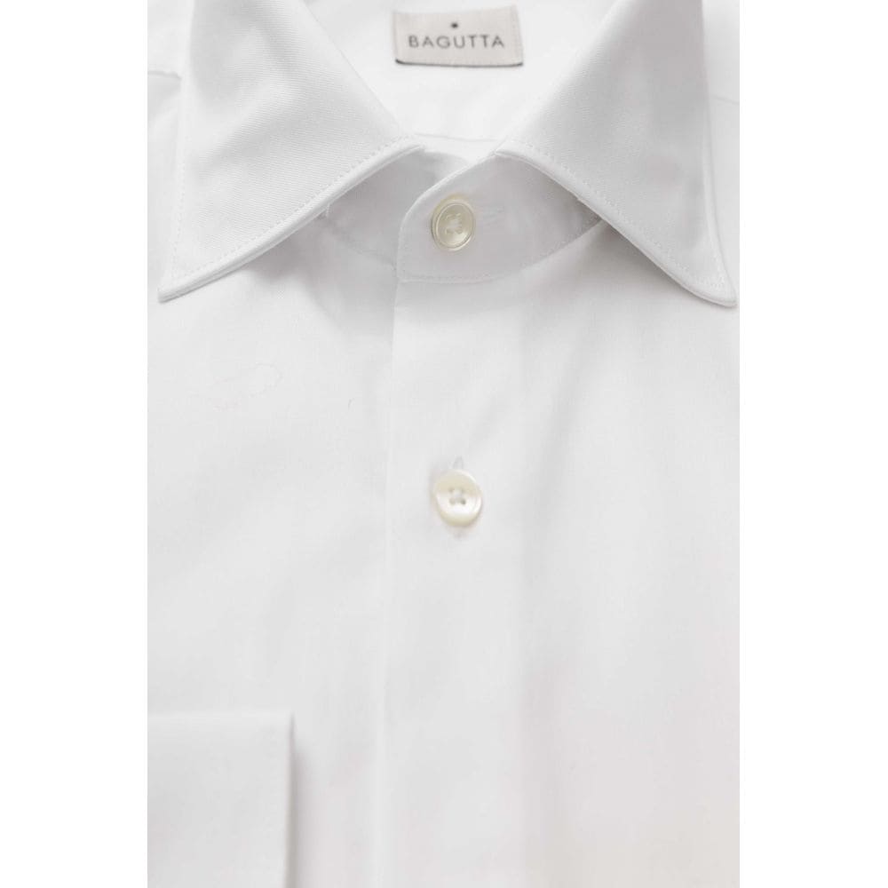 Camisa elegante de algodón blanco con cuello francés de Bagutta