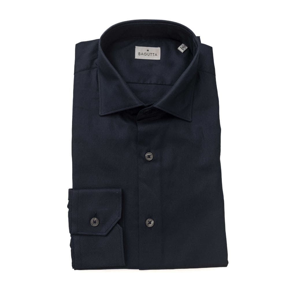 Chemise à col français en coton bleu élégant Bagutta