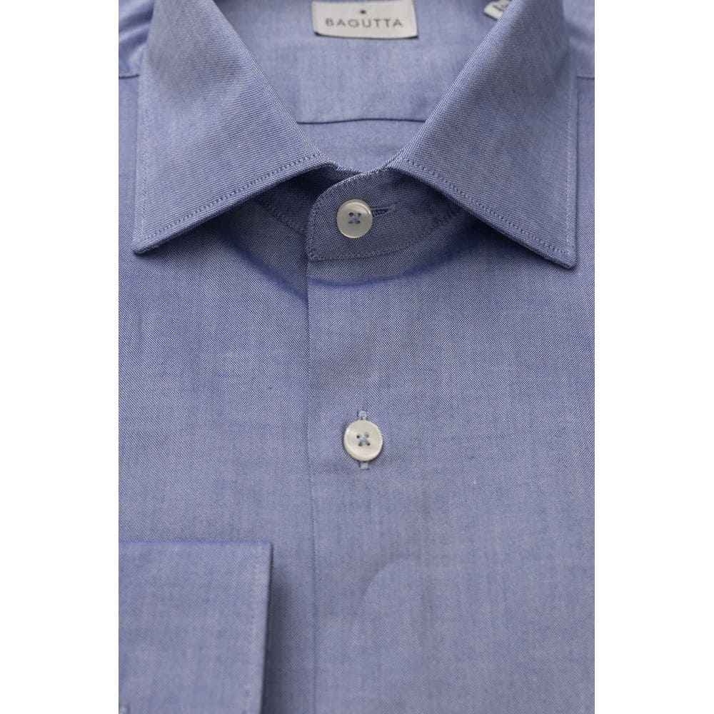 Camisa elegante de algodón azul claro con cuello francés de Bagutta