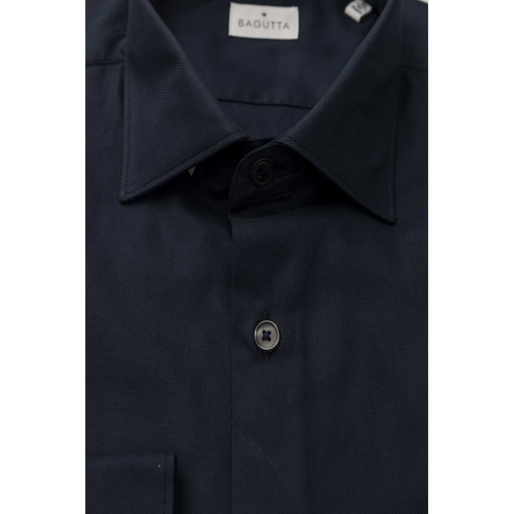 Chemise à col français en coton bleu élégant Bagutta