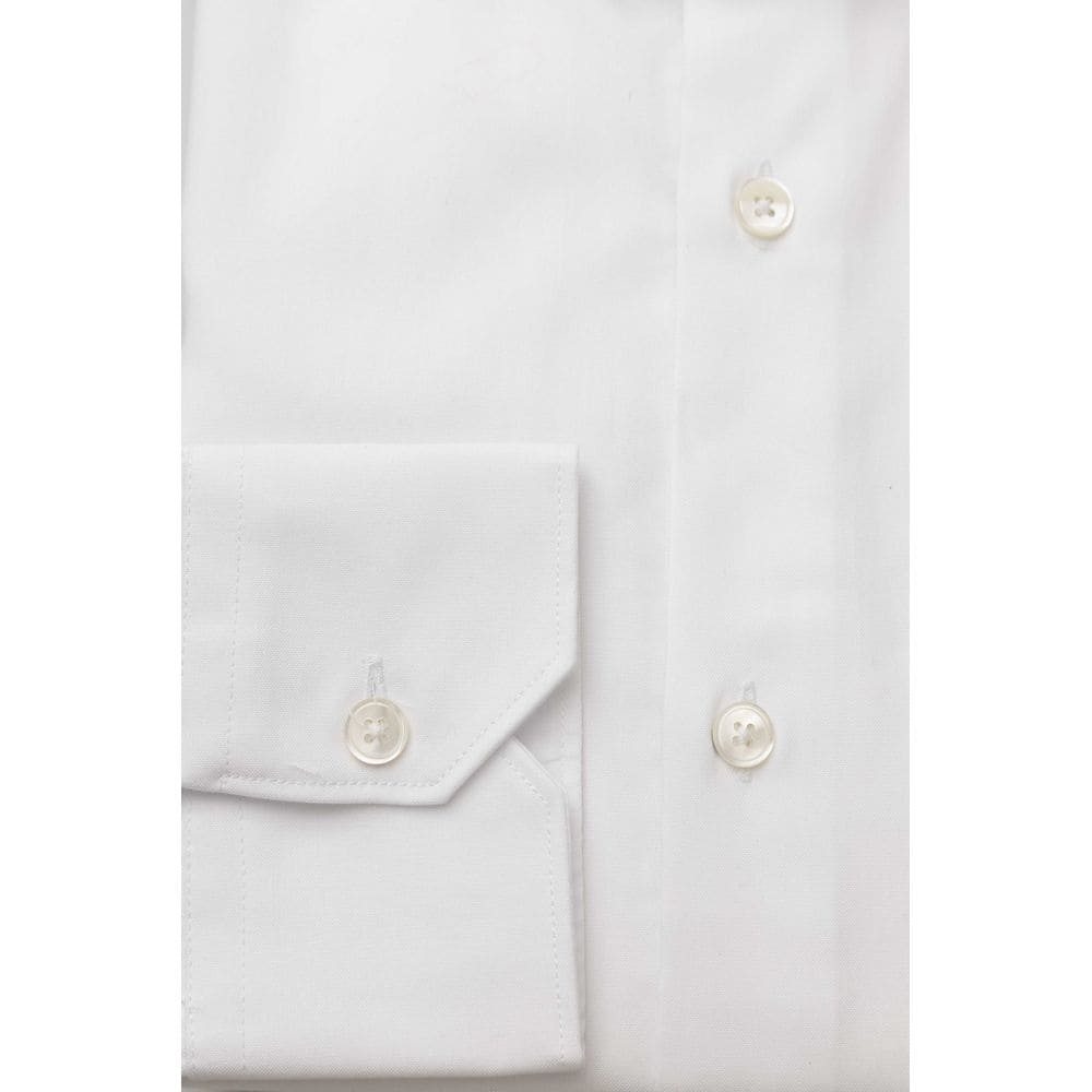 Camisa elegante de algodón blanco con cuello francés de Bagutta