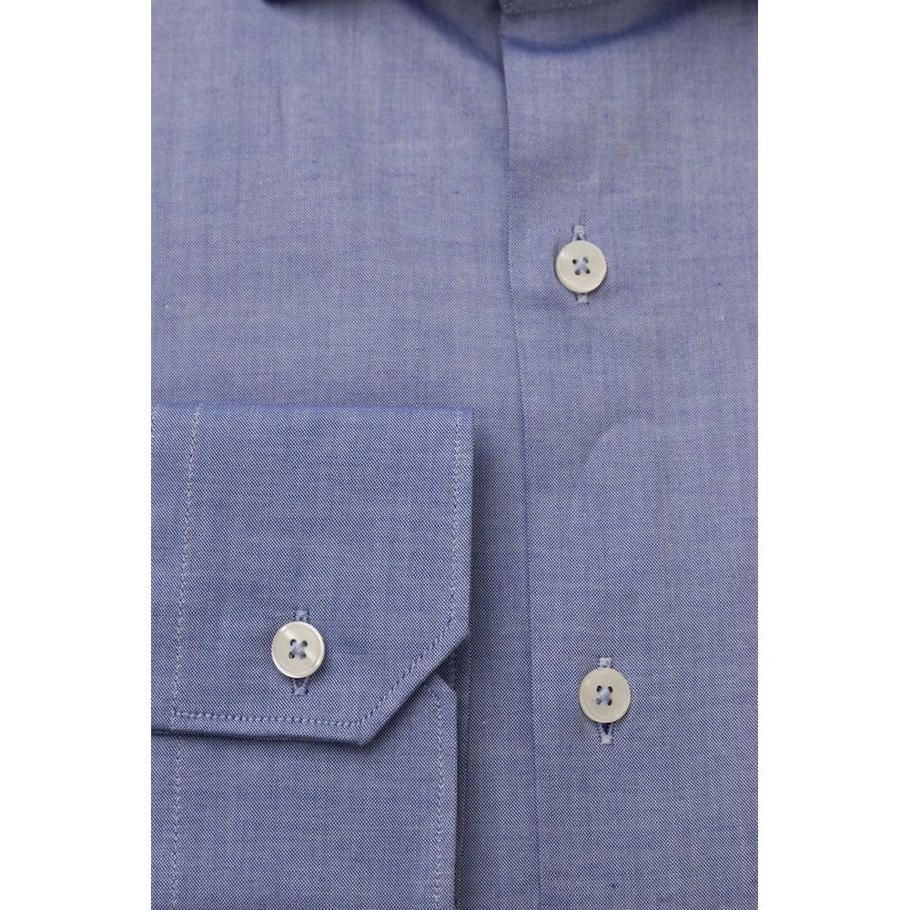 Camisa elegante de algodón azul claro con cuello francés de Bagutta