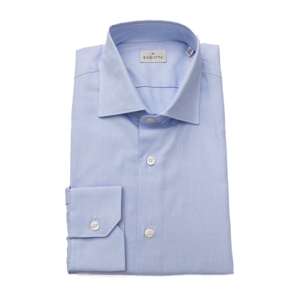 Camisa elegante de cuello francés de corte medio en azul claro de Bagutta